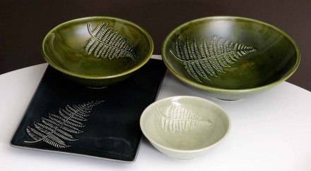 Silver Fern Bowls and platter