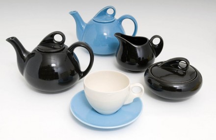 Tea set Aqua Black White